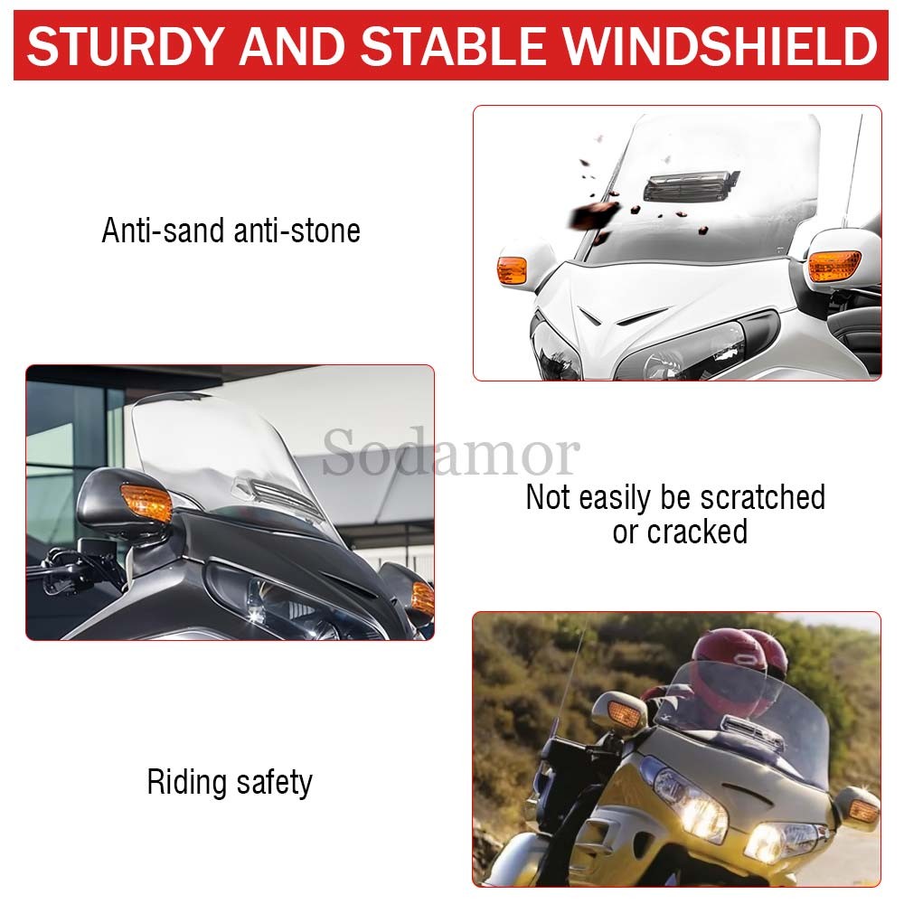 Motorcycle Windshield Windscreen w/ Air Vent For Honda Gold Wing GL1800A 2001-05