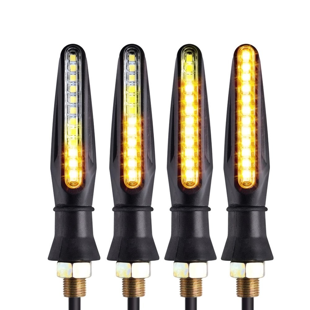 Motorcycle LED Turn Signal Sequential Flowing Indicator Light Amber 12V 4-40X