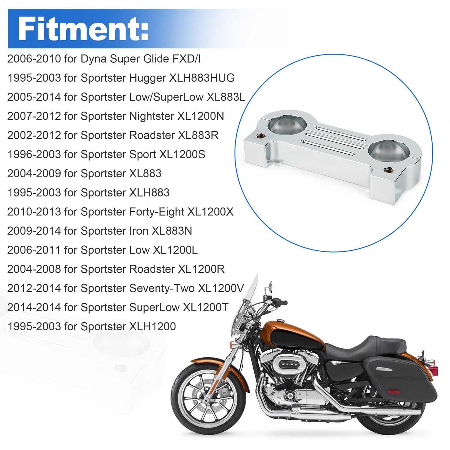 T-Bar Adapter Gauge Riser Bracket Relocation Kit For Harley Sportster XL883