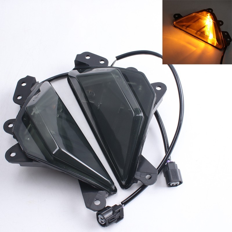 1 pair X LED Front Turn Signal Lamp For KAWASAKI Ninja ZX-6R 2024/25/26 Smoke