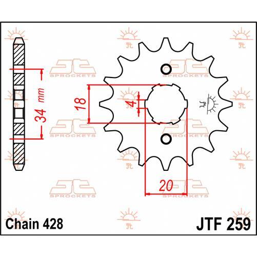 Honda CG 125 M 2001-2003 JT Silver Front Sprocket 15T 428 JTF259.15