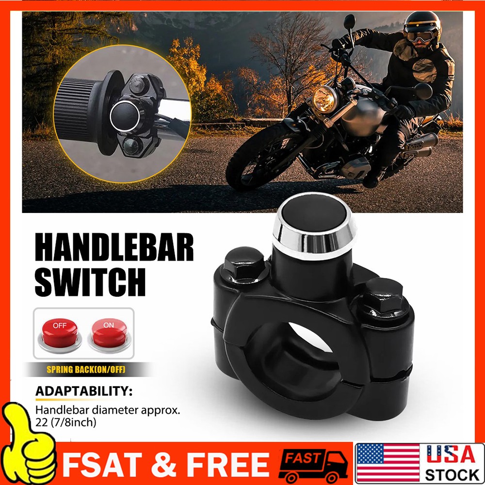 Universal Motorcycle Switch Horn Handlebar Mount Push Button Momentary Start A