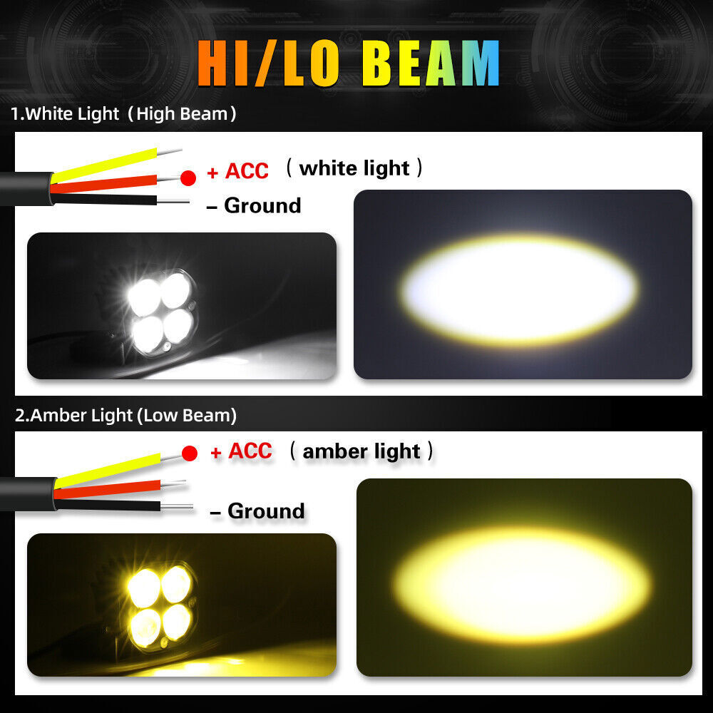 2x Motorcycle 3″ LED Work Light Pods Auxiliary Fit Yamaha Suzuki Kawasaki Honda