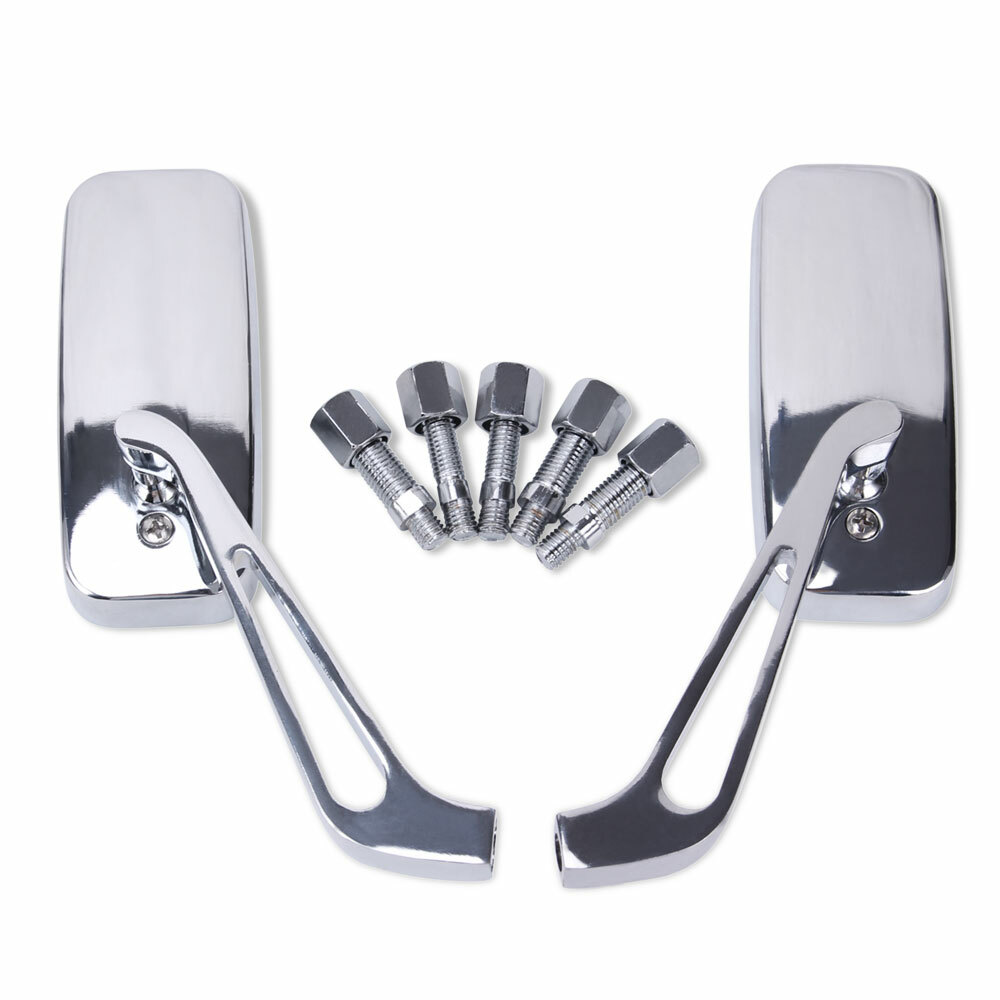 Chrome Rectangle Motorcycle Rearview Side Mirrors For Harley Honda Suzuki Yamaha
