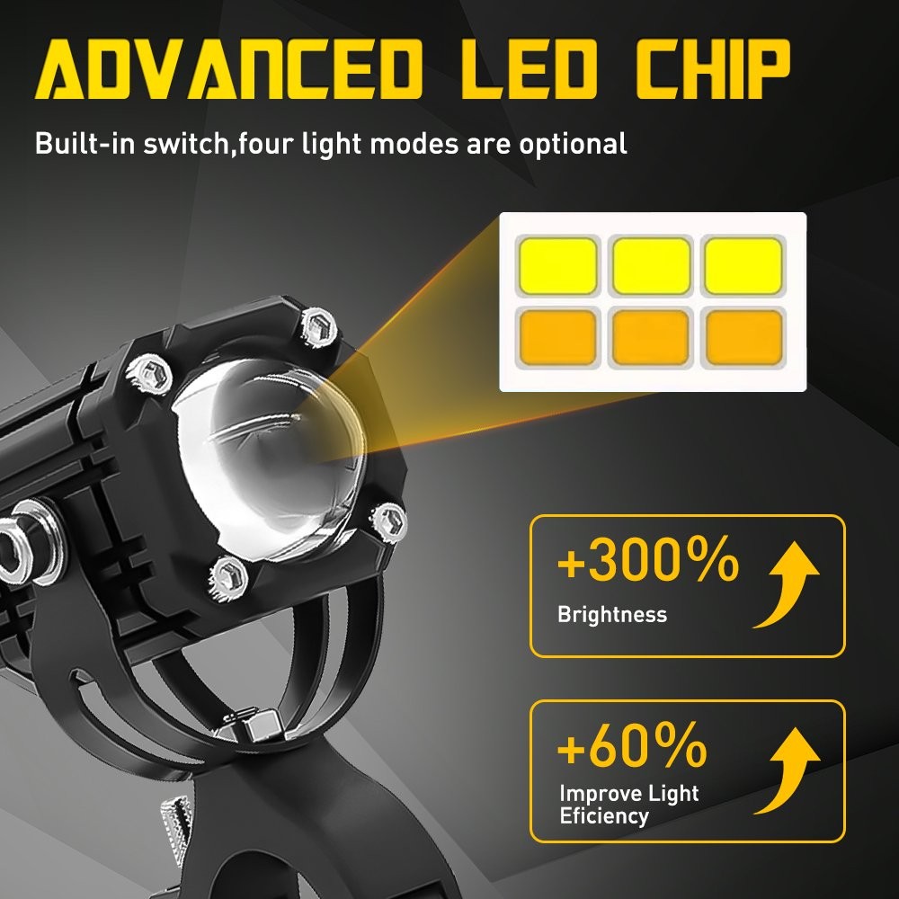 1/2SET Motorcycle LED Driving Fog Light White/Yellow/Red LED Pod Projector Light