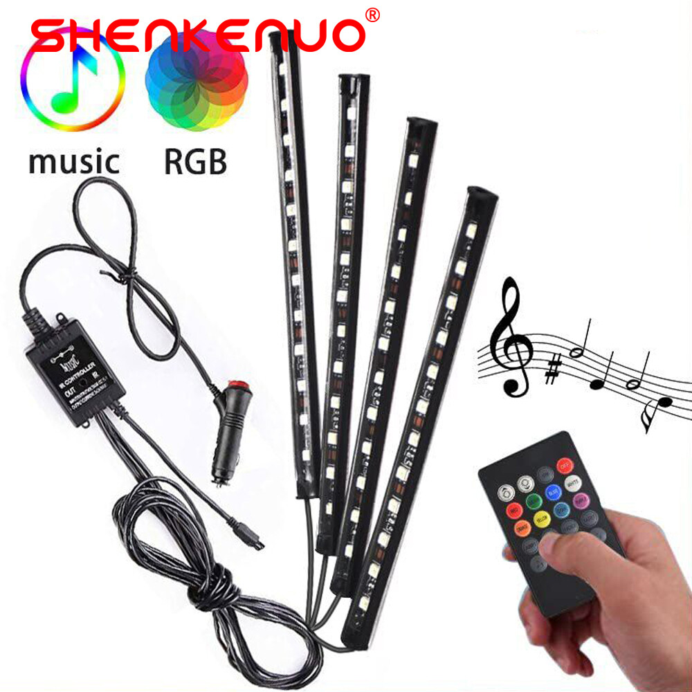 4PC Motorcycle Waterproof RGB LED Strip Light Under Glow Neon Kit Music Control