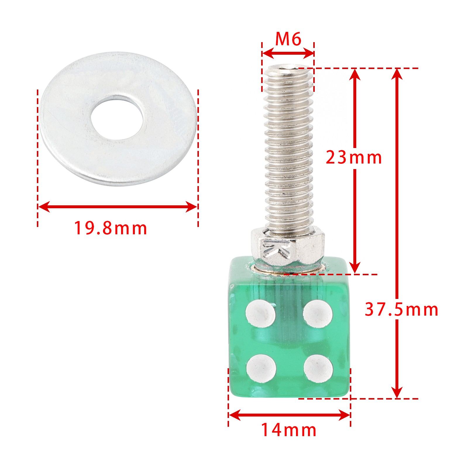 4x Motorcycle Bike Plastic Green Dice License Plate Bolt On Screw On Frame Nut