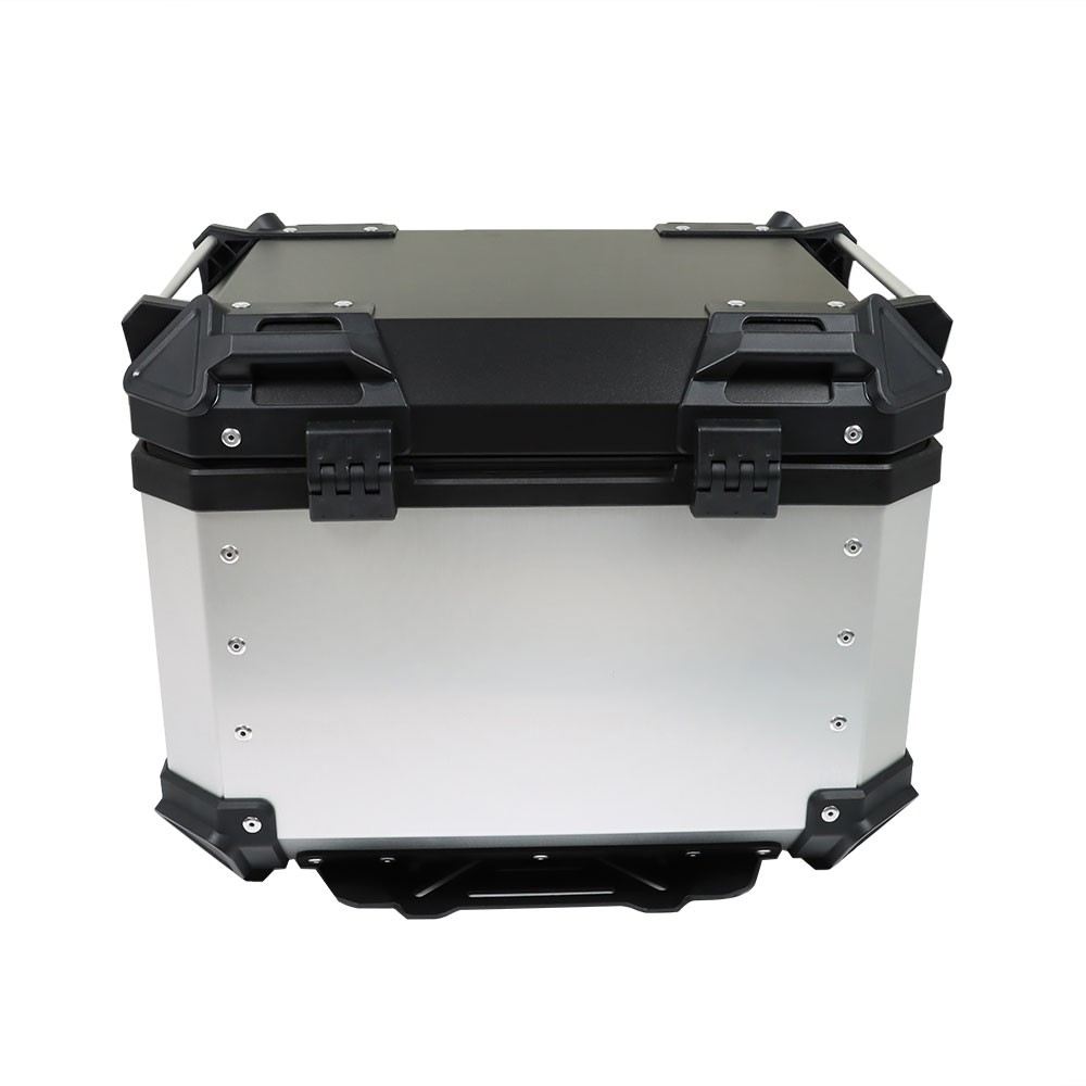 Motorcycle Silver Trunk Rear Tour Tail Box Luggage Aluminum Top Case Storage 45L