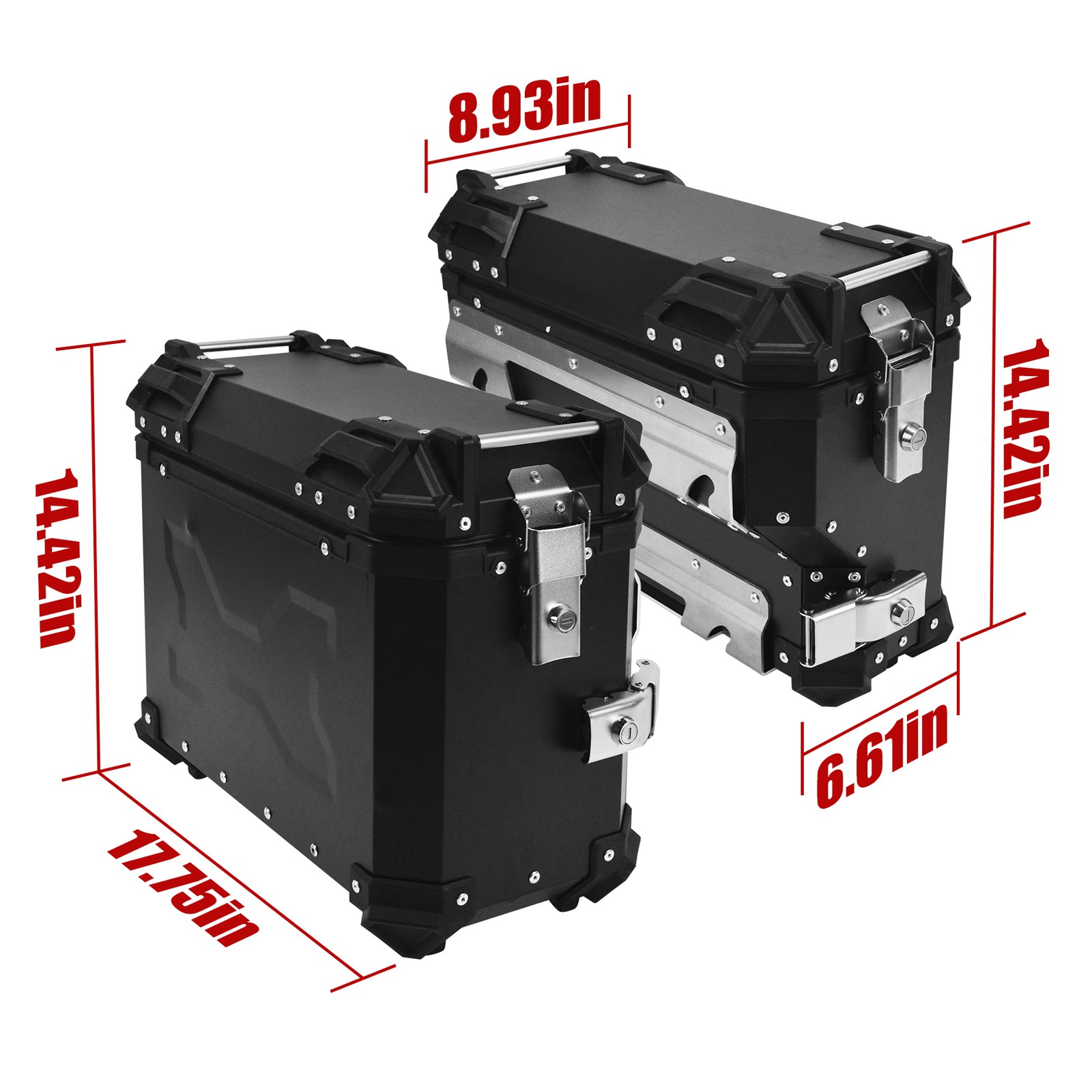 38L Tour Hard Side Saddlebag Trunk Box Motorcycle Panniers Side Case X Black
