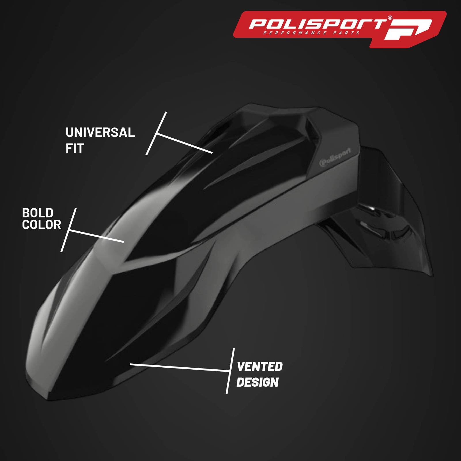 Polisport Supermoto (SM) Motocross (MX) UFX Front Fender – Black