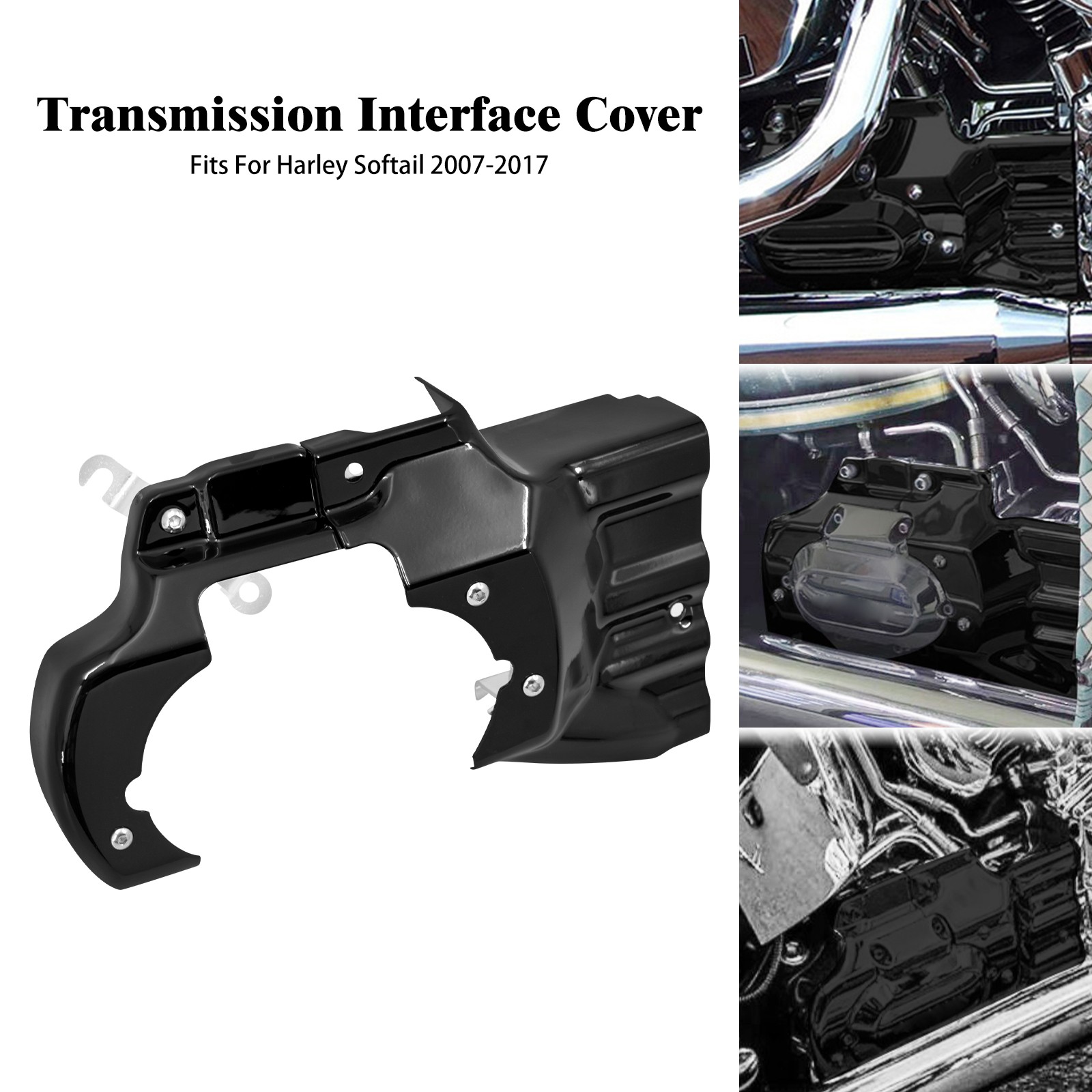 Black Engine Transmission Interface Cover Trim For Harley Softail Slim FLS 07-17