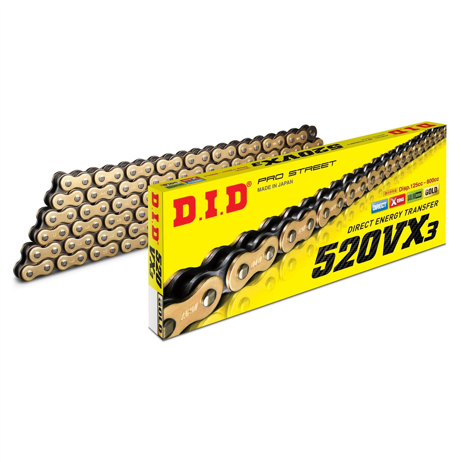 D.I.D. VX X-Ring Chain Gold&Black 520-114 Kawasaki KX125 M2,M3,M6F,M7F,M8F 04-08