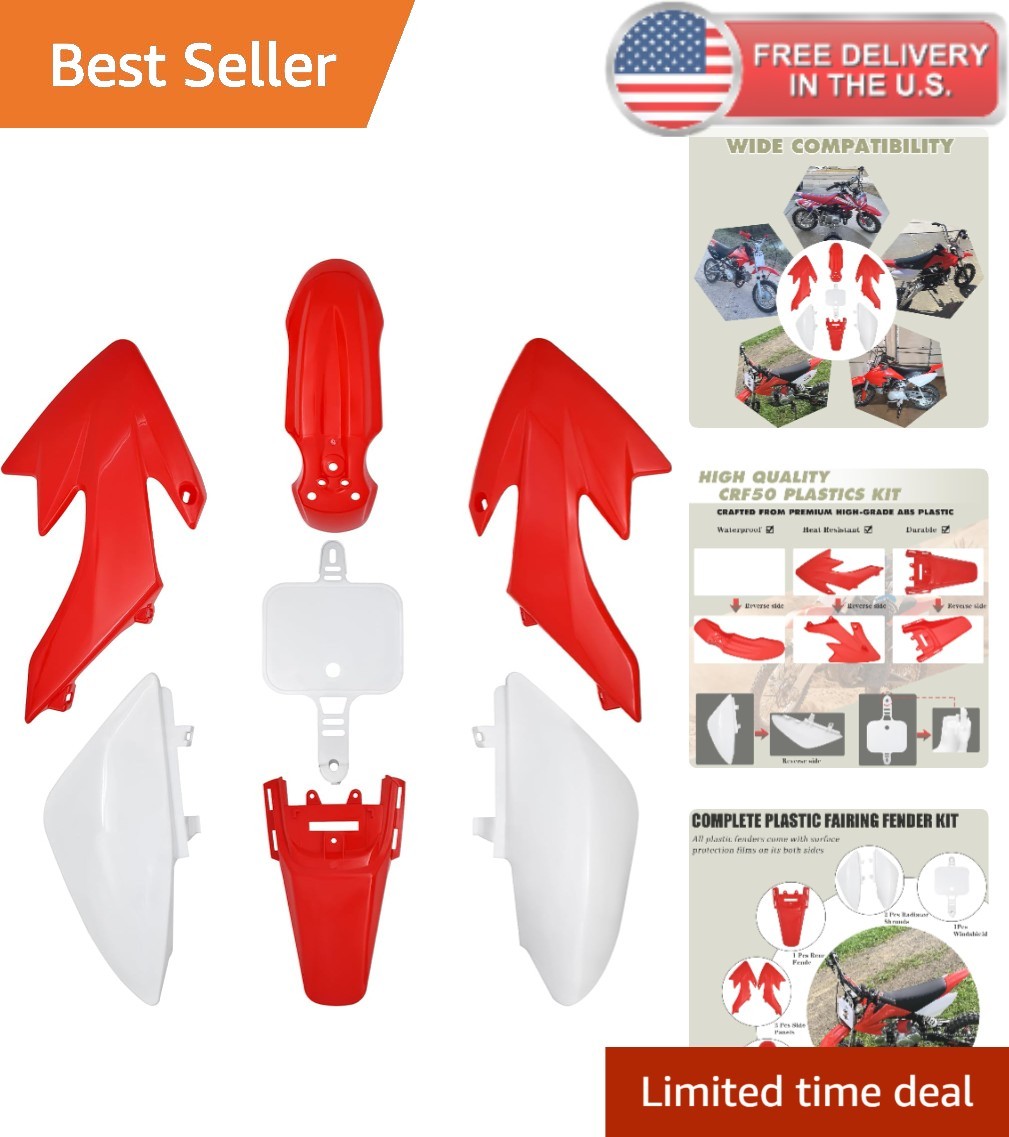 Motorcycle Plastic Fender Kit – Complete Set for Dirt Bikes, Water Resistant ABS