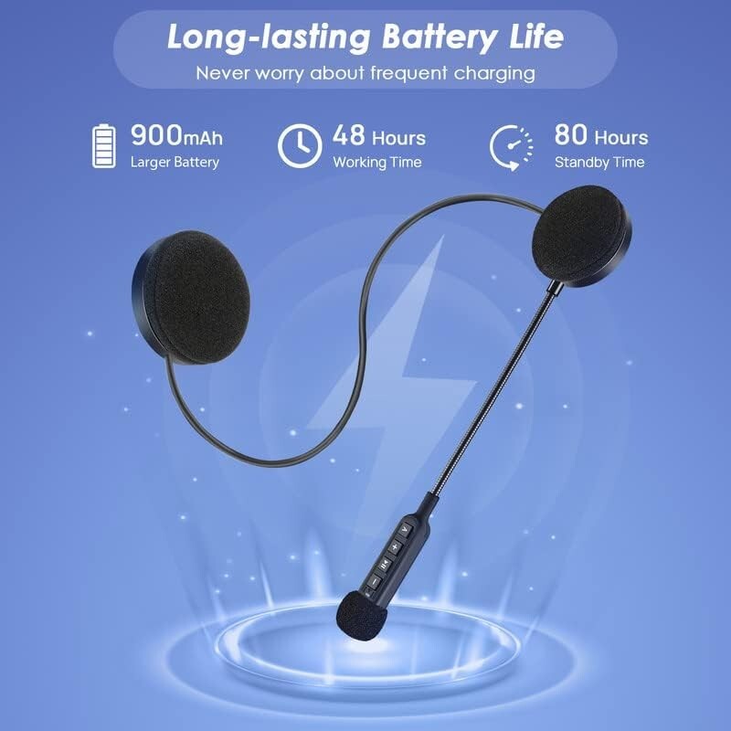 BT30S Bluetooth Motorcycle Helmet Headset Wireless, 900mAh, Playback Time 48H