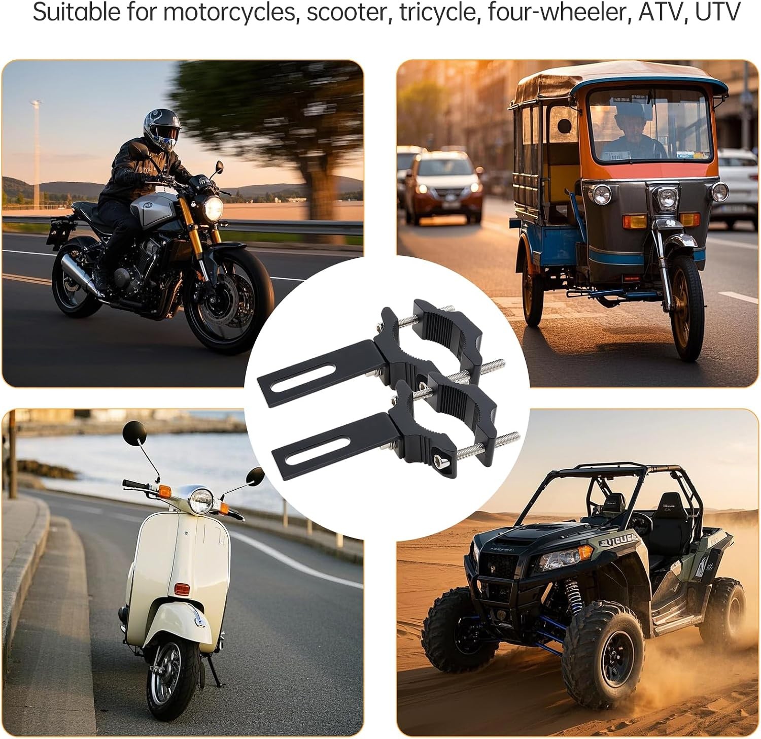 Adjustable Light Bar Mount Brackets, Aluminum Anodized, 360° RotatablSize: Large