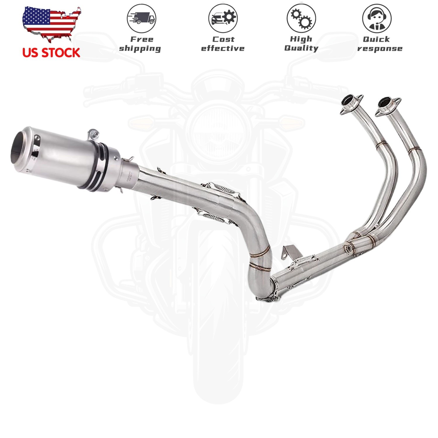 Silvery Exhaust Pipe With Header Muffler Pipe For Yamaha Tenere 700 2019-2026