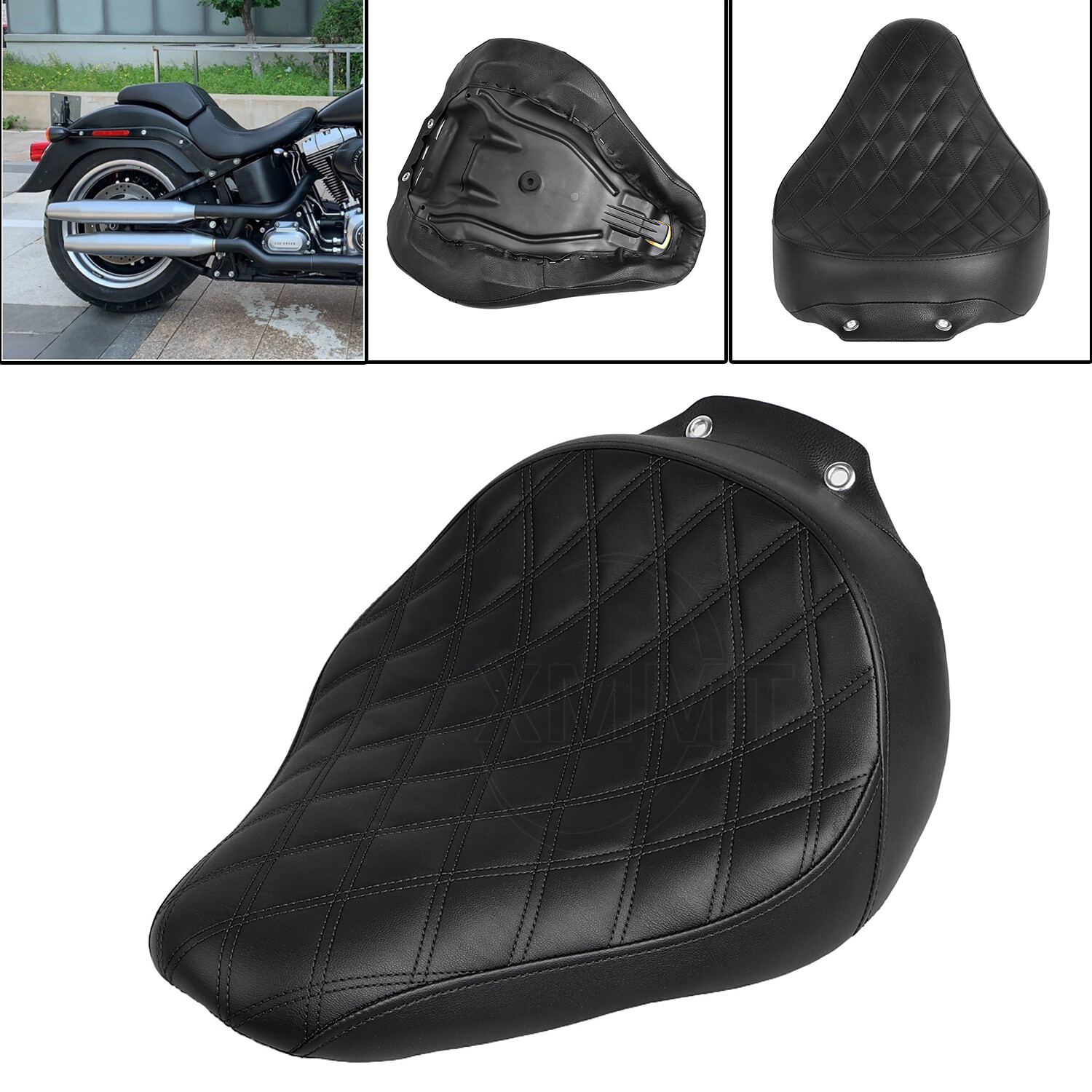 Synthetic Leather Front Driver Rider Solo Seat For Harley Fat Boy FLSTF 07-17