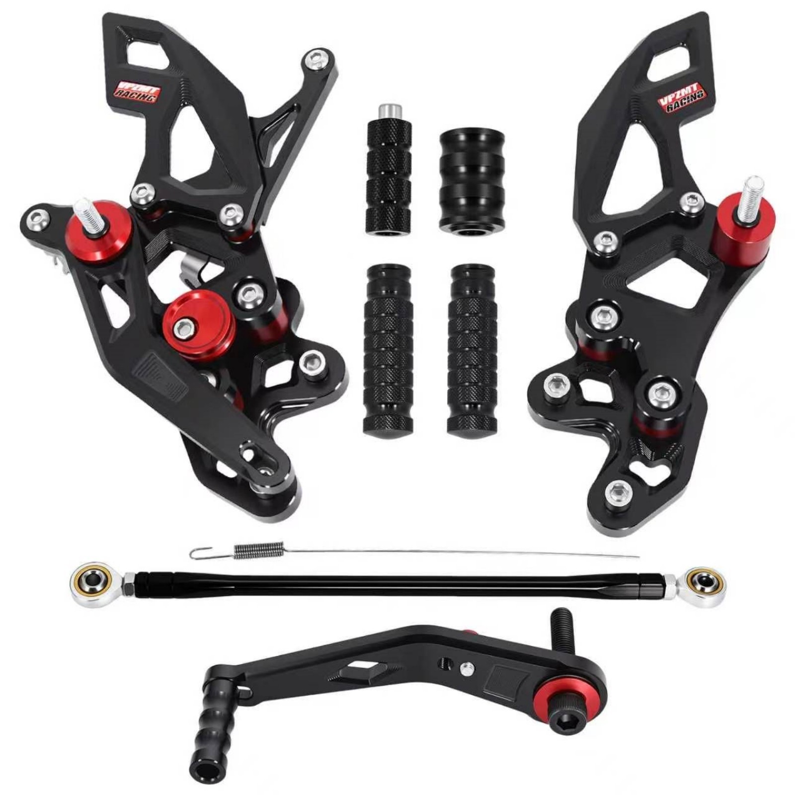 Rearset Foot Pegs Footrests Fully Adjustable Foot Boards for Suzuki GSXR, Black