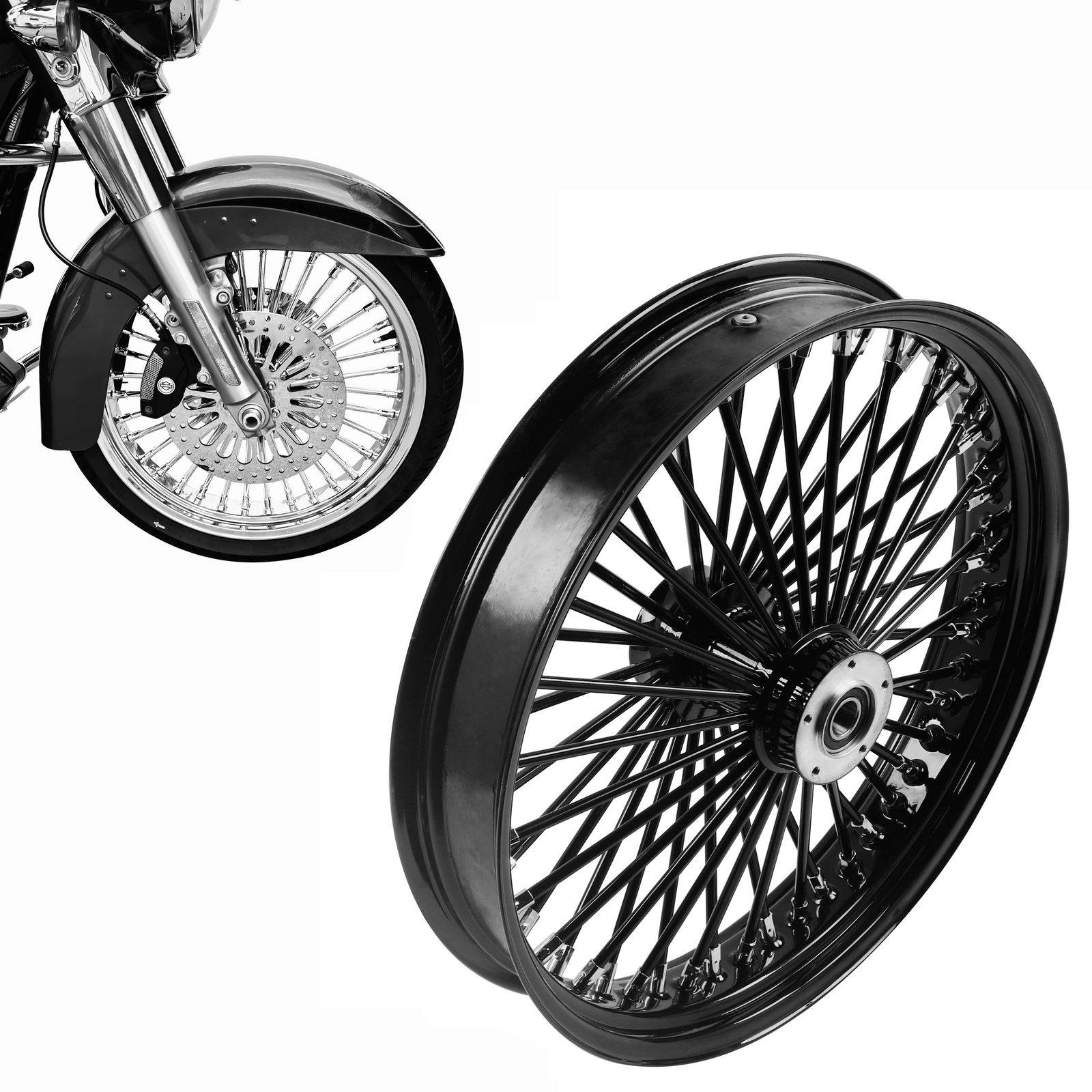 Stainless Steel Spokes Front Dual Wheels & ABS Bearing for 2008-Up Touring New