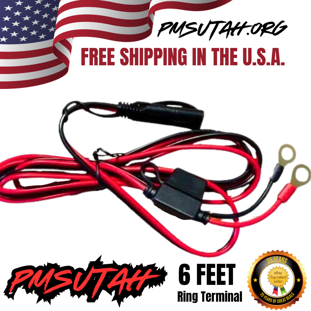 Motorcycle Battery Charger Cord Plug Tender Cable Quick Connect Extra Long 6′