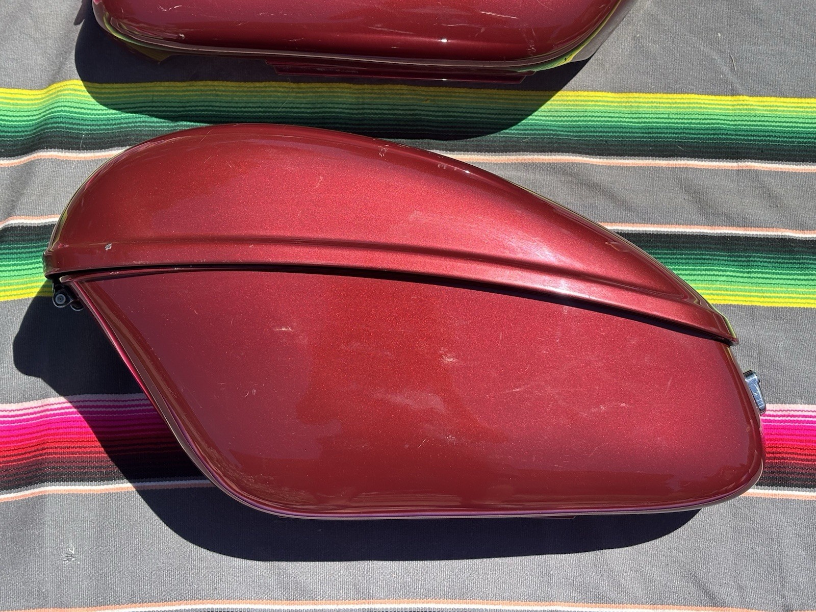 Harley Softail Deuce OEM Hard Bag Saddlebag Set Red Fatboy Genuine
