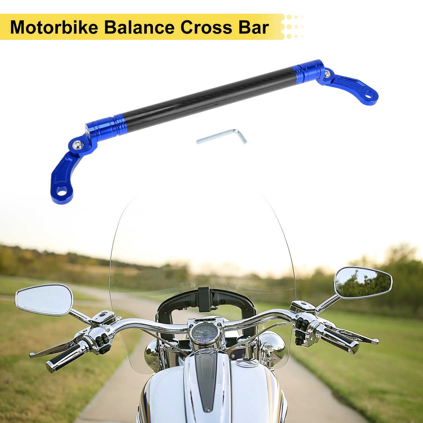 Motorcycle Balance Cross Bar Motorbike Handlebars 10mm 0.39″ Hole Diameter Blue