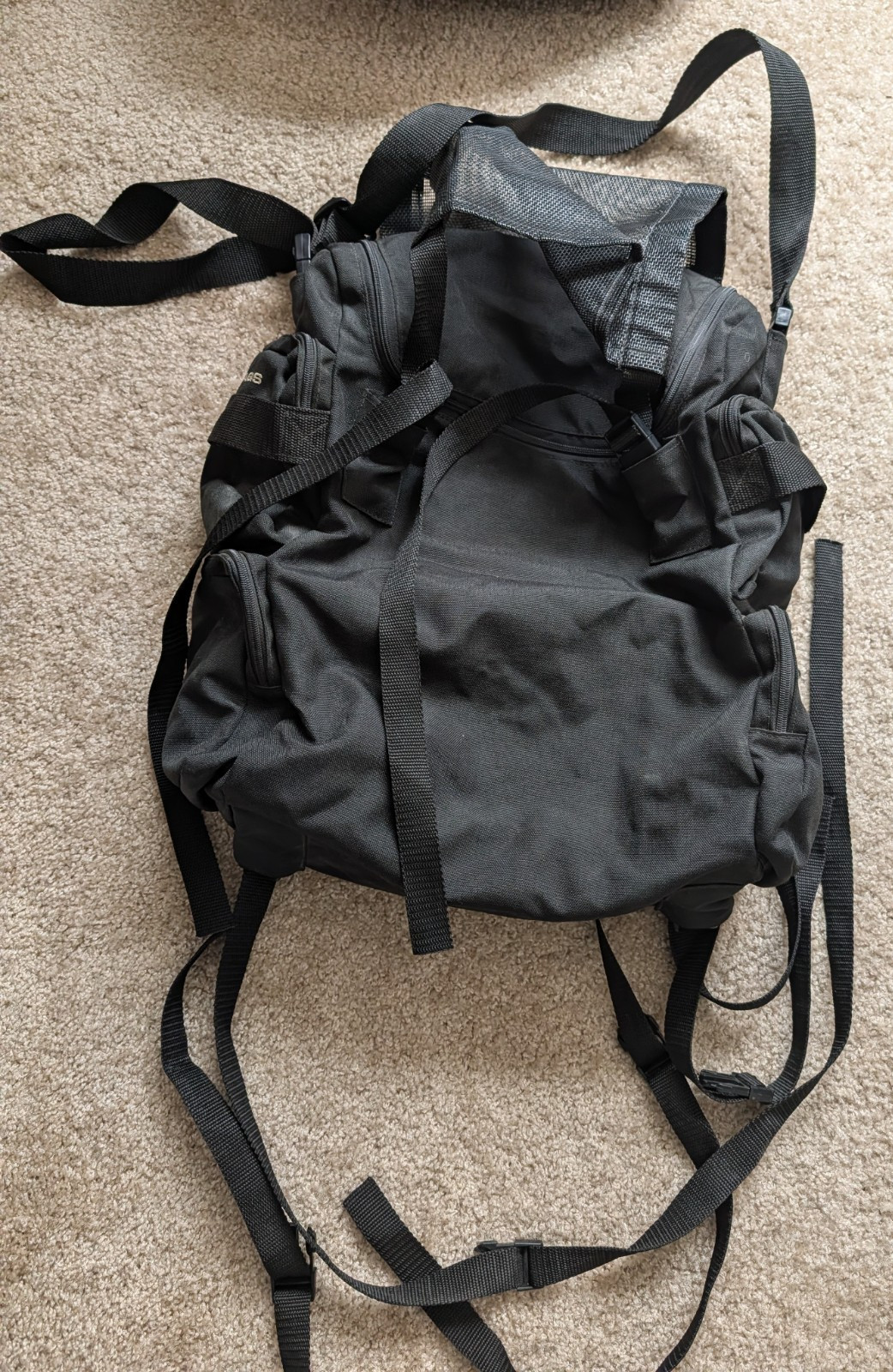 T-BAGS Expandable Black Canvas Motorcycle Travel Bags +Top Roll Bag + Bungee Net