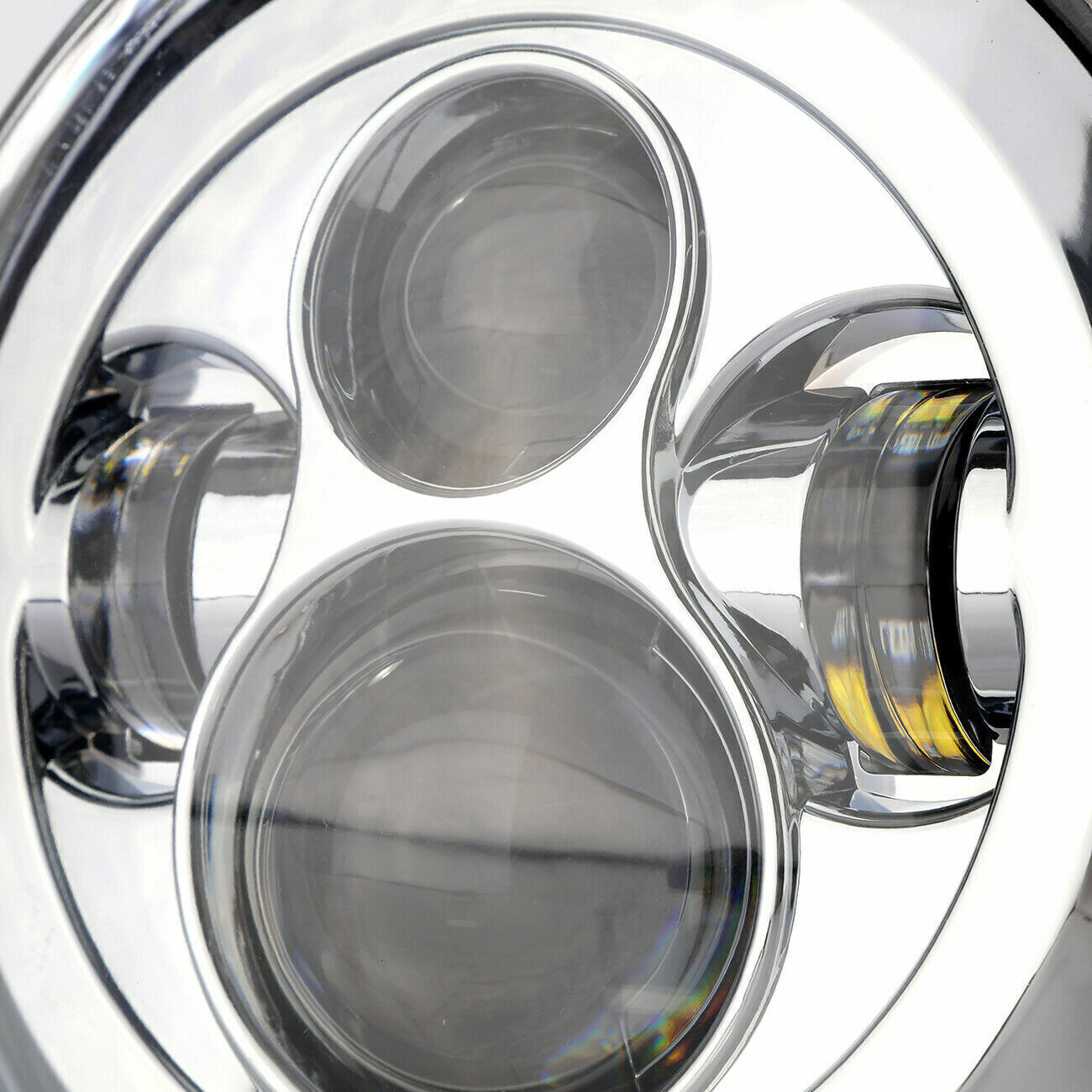 7″ inch Round LED Hi-Lo Headlight H4 9003 For Harley Softail Motorcycle Chrome