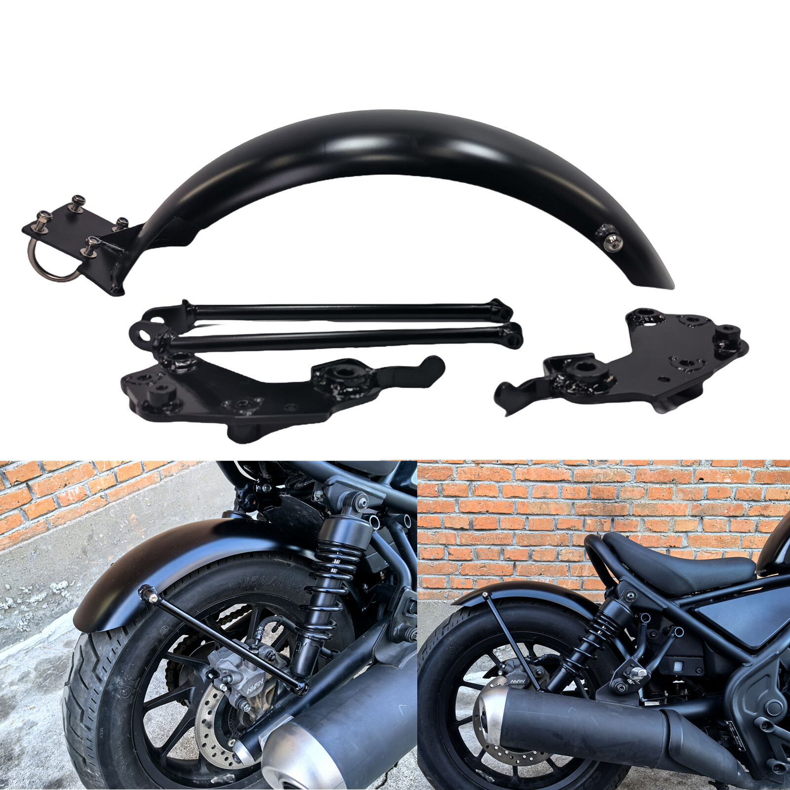 Gloss Black Rear Fender Plate For Honda Rebel CM300 500 2017-2023