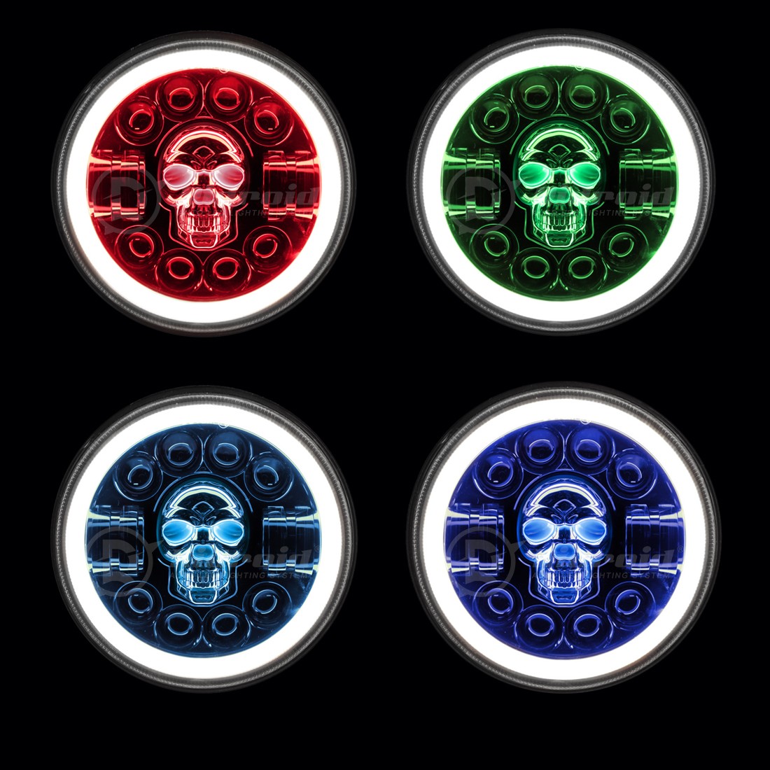 RGB Skull 7″ inch LED Headlight DRL For Harley-Davidson Heritage Softail Classic