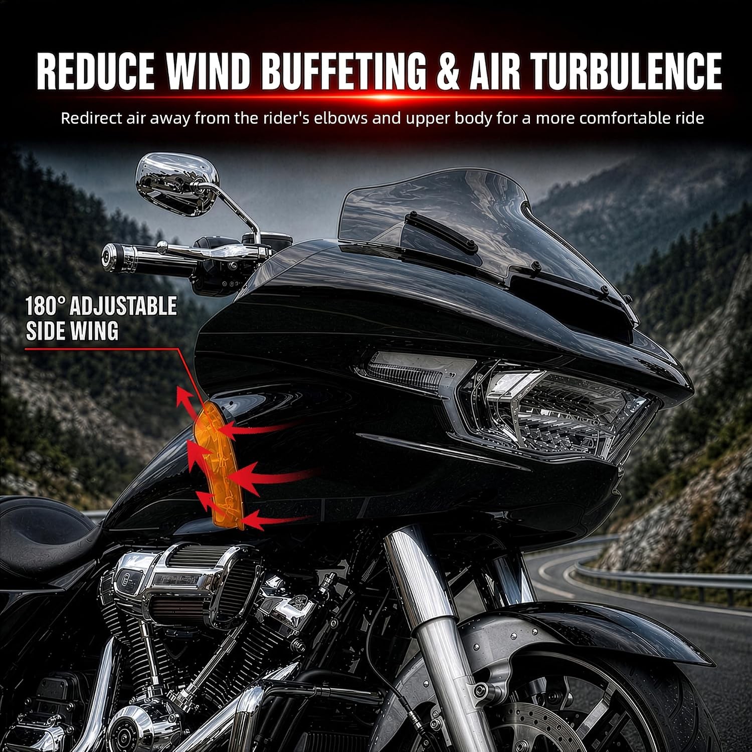 Side Wing Wind Air Deflector Fairing Set for Road Glide FLTRX FLTRXSE 2023-2026