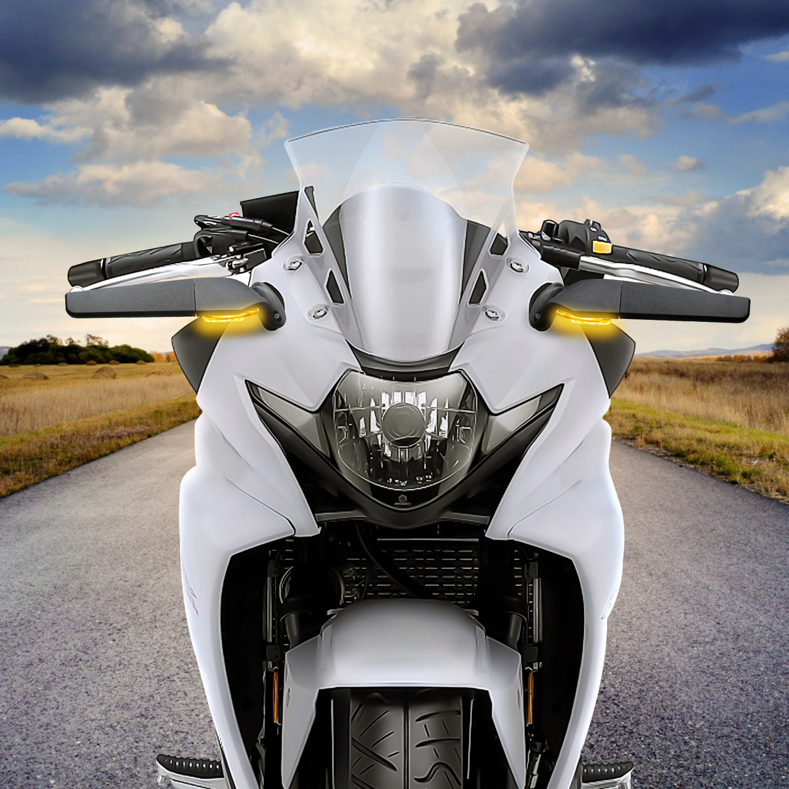 Wind Wing Rearview Mirrors w/ LED Turn Sinal Lights for Suzuki GSXR600 GSXR750
