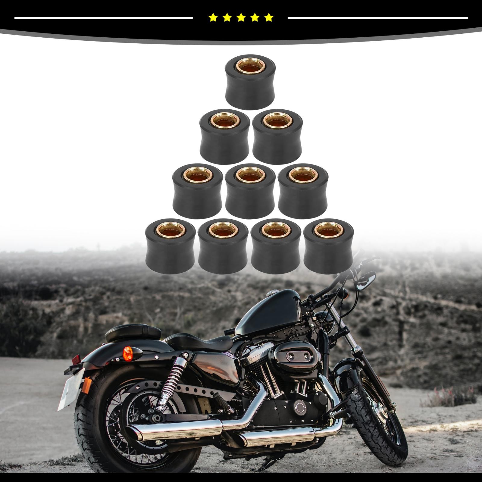 Universal Piece of 10 10mm Rear Shock Absorber Cushion Rubber Ring Bushing Black