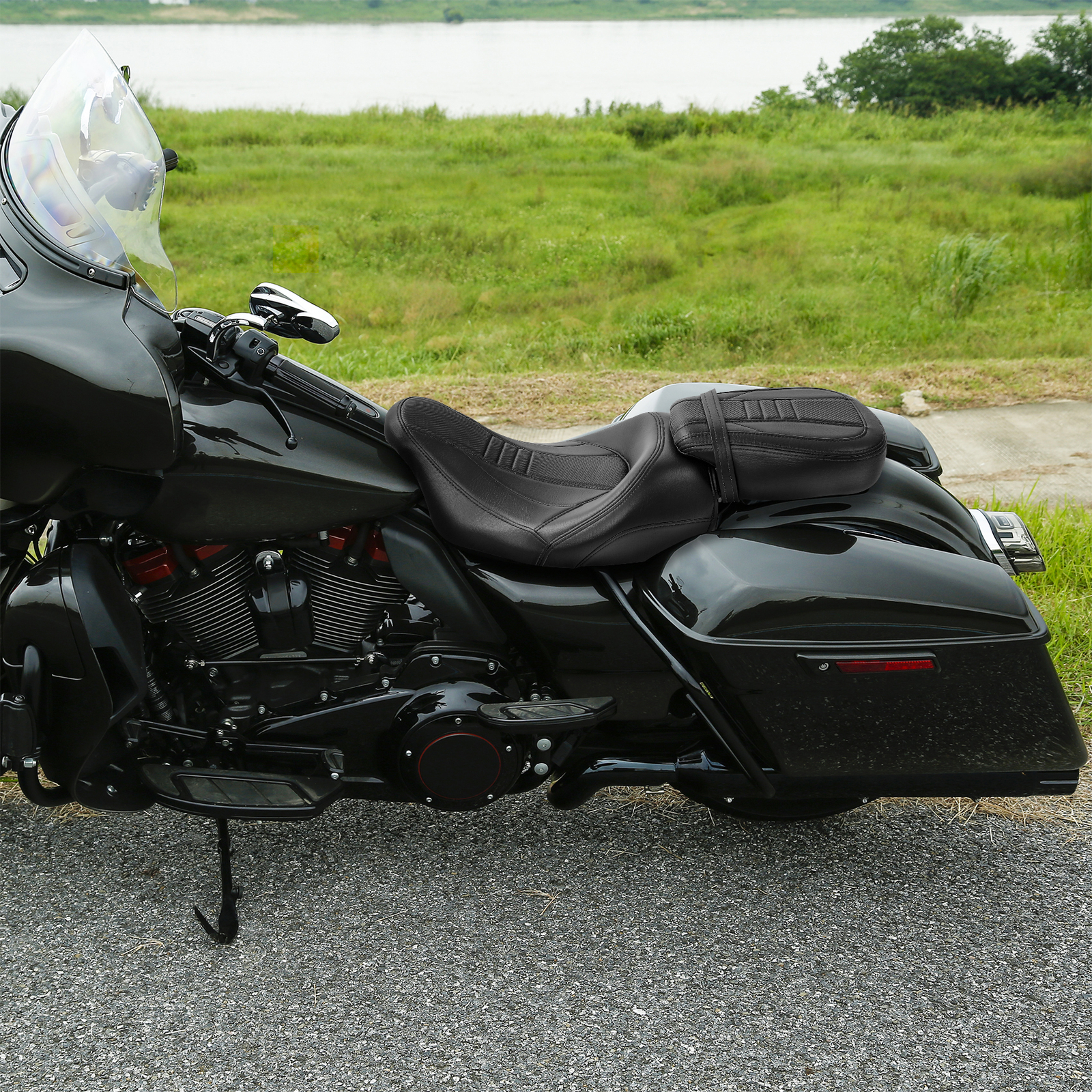 Low-Profile Driver + Passenger Seat Fit For Harley Touring Road Glide 2009-2023