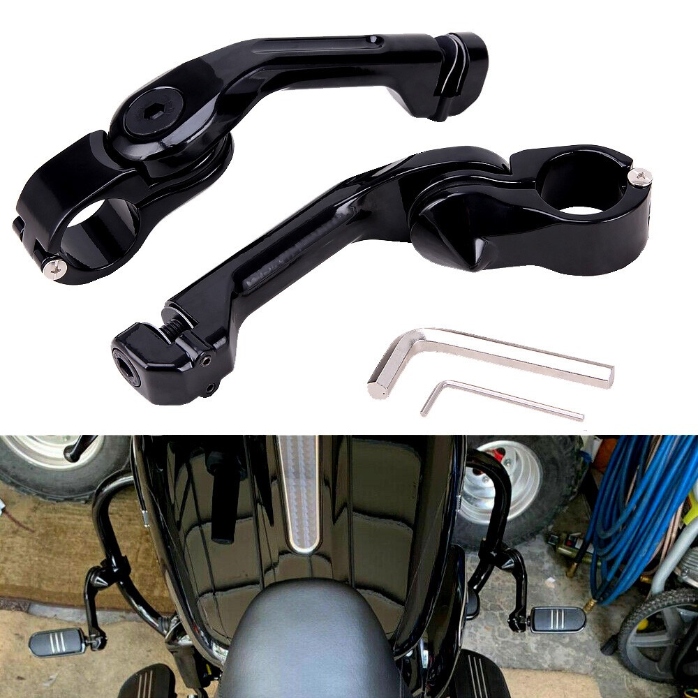 1.25″ 32mm Long Angled Highway Engine Guard Bar Foot Peg Mount Kit For Harley