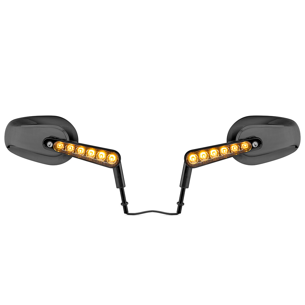 Motorcycle Mirrors w/LED Turn Signal For Harley Touring Street Glide Road Glide
