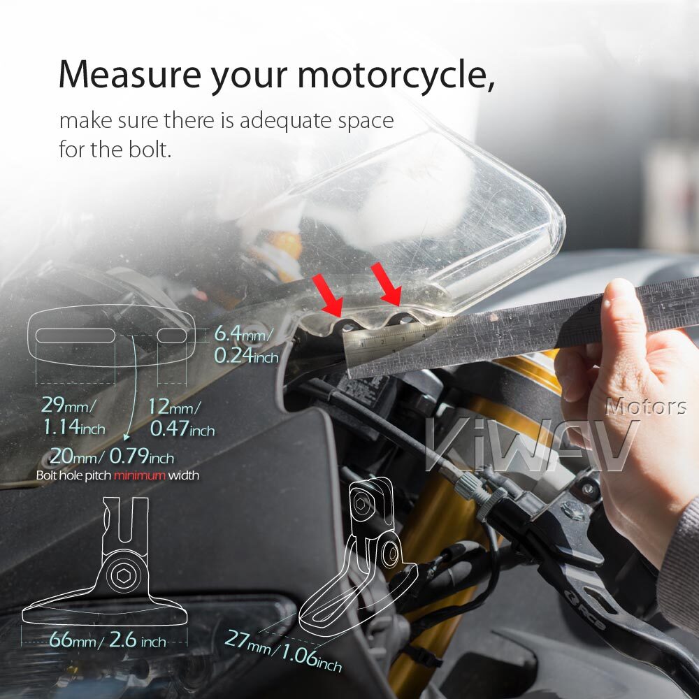 KiWAV Redline Motorcycle Mirrors Fairing Mount for 2004-2009 Suzuki GS 500F