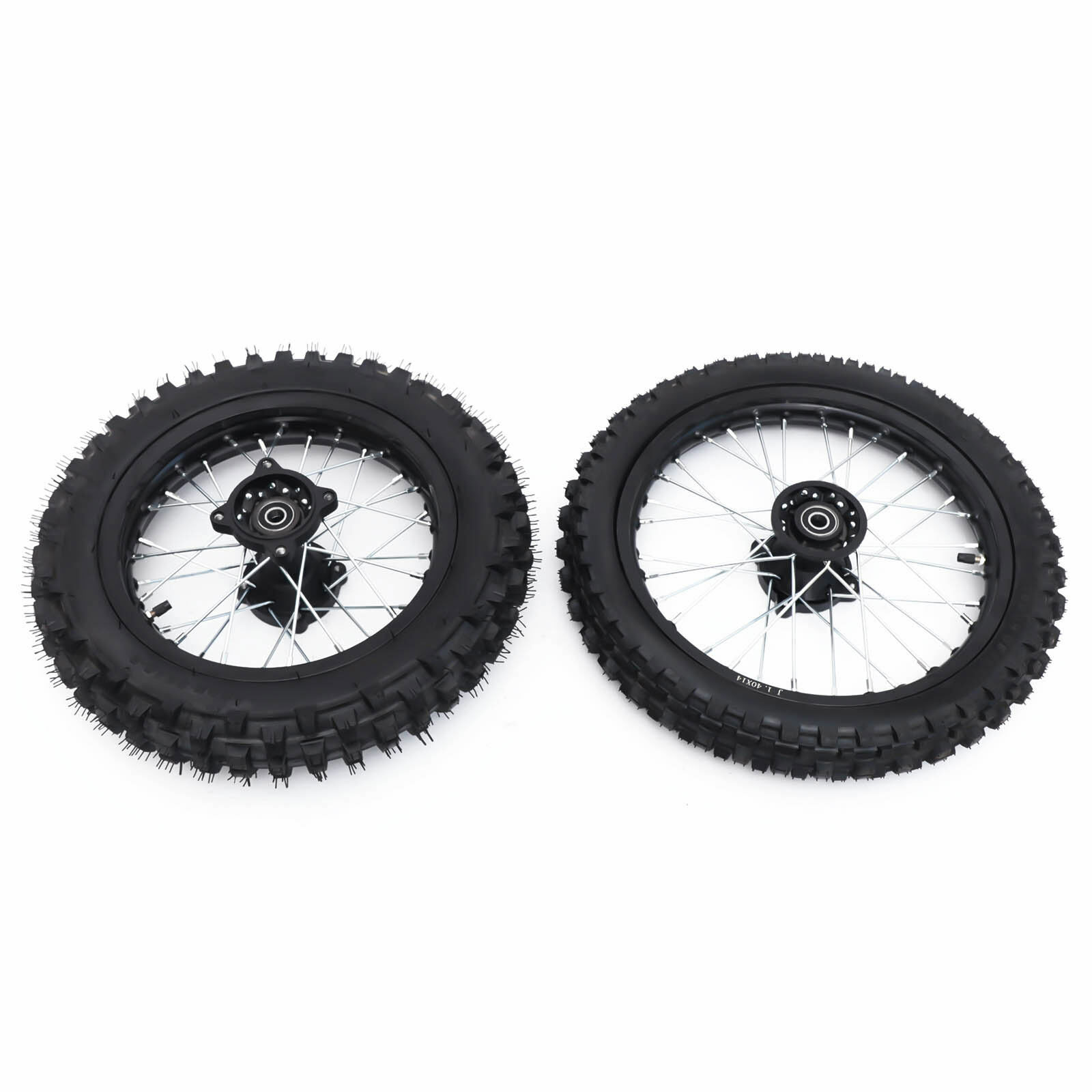Dirt Pit Bike Tires Set Rear Wheel Rim 80/100-12 & Front Wheel Rim 60/100-14 USA