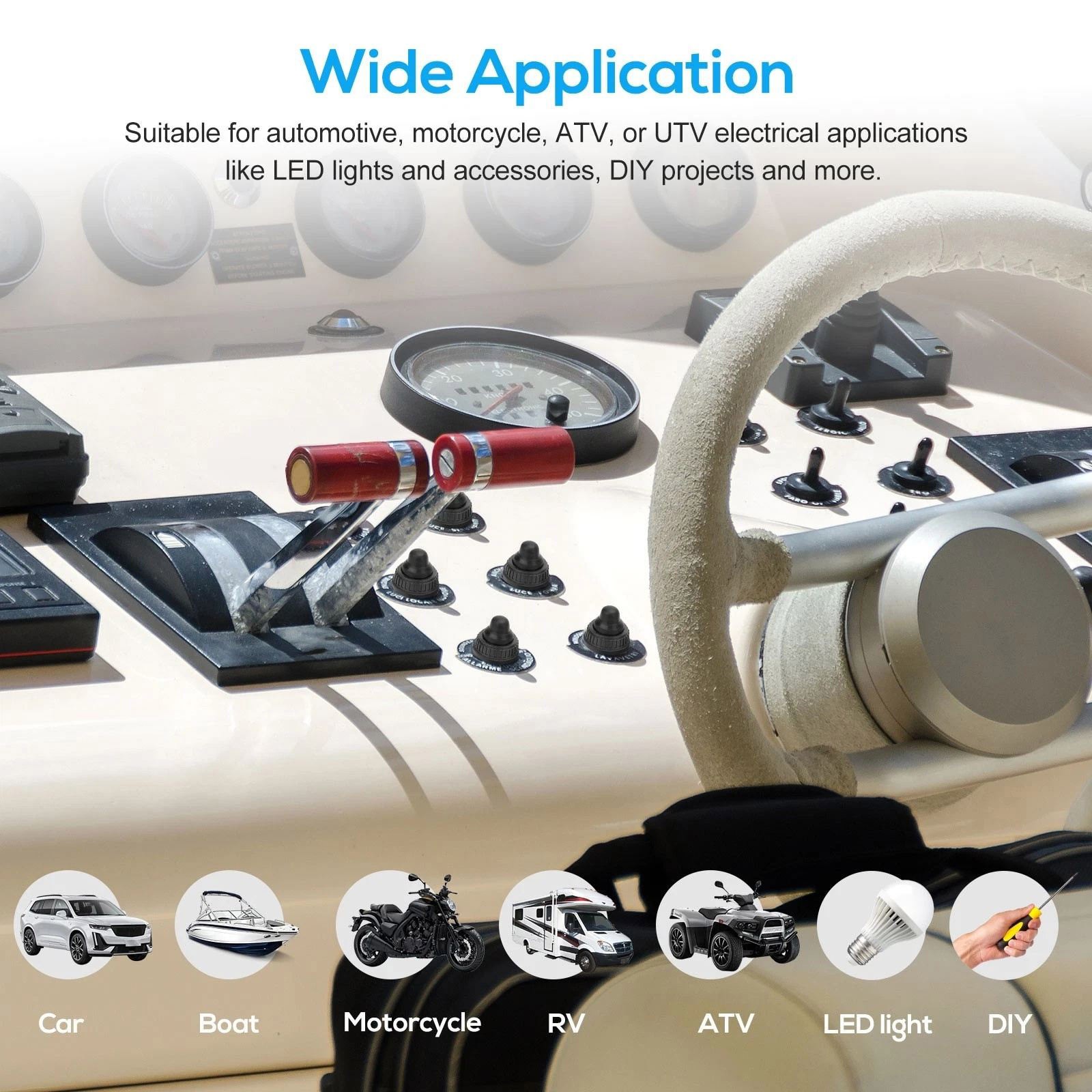 10 Pieces Waterproof Push Button Switch 4.5″ Cord for IP67 LED Light Motorcycle
