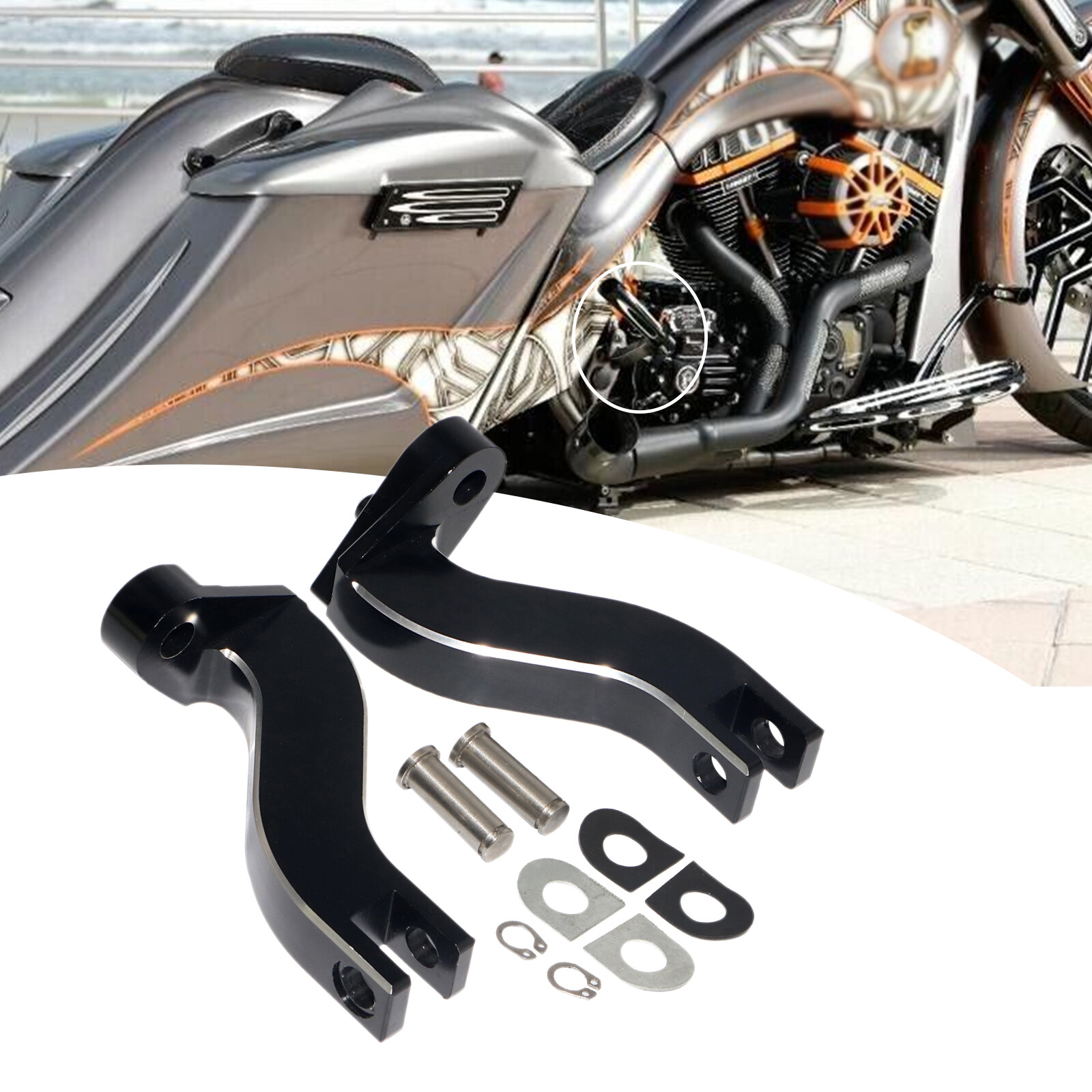Rear Passenger Foot Peg Mount Brackets For Harley Electra Glide Road King FLHR