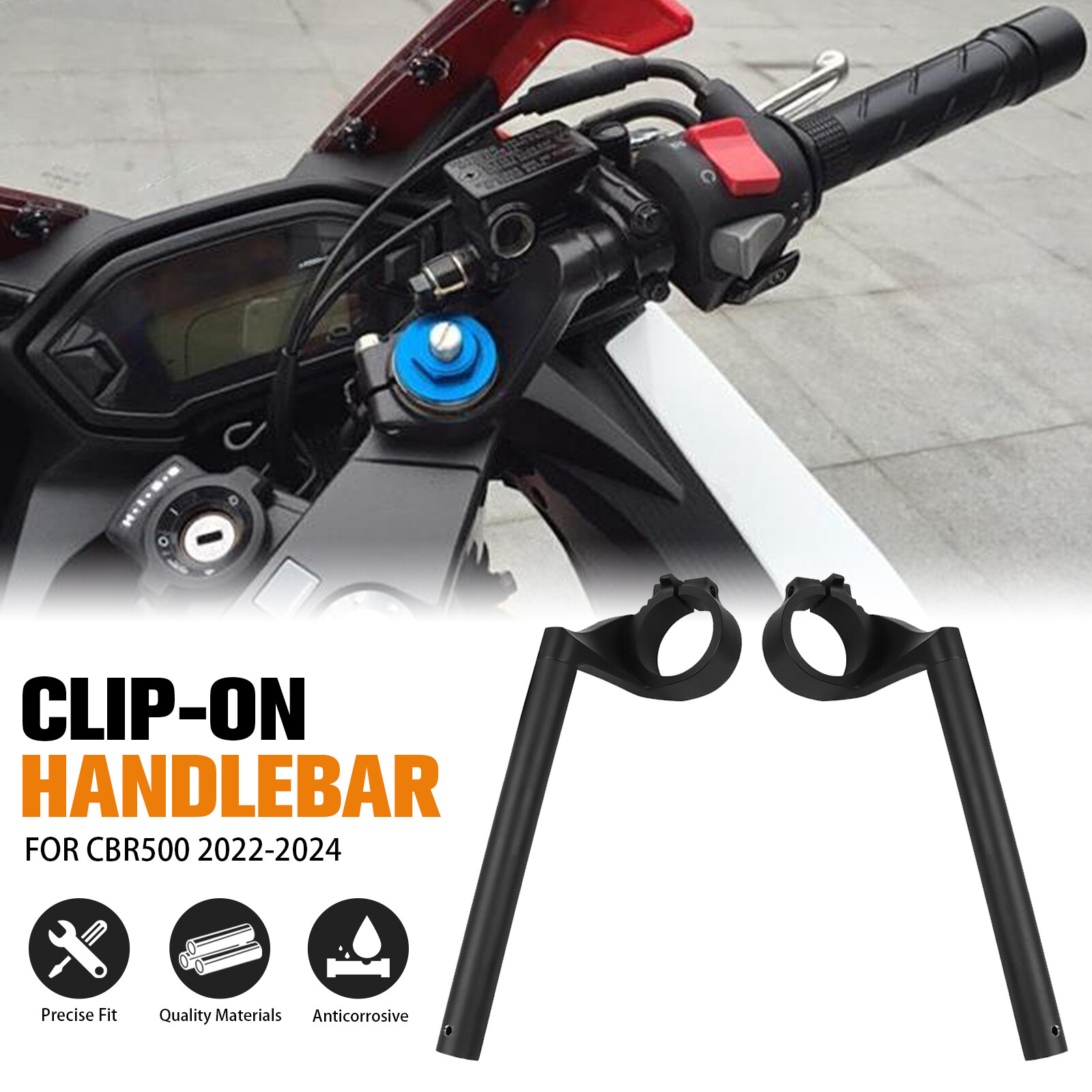 Left & Right Clip-ons Handlebars Handle Bars For Honda CBR500 CBR 500 2022-2024