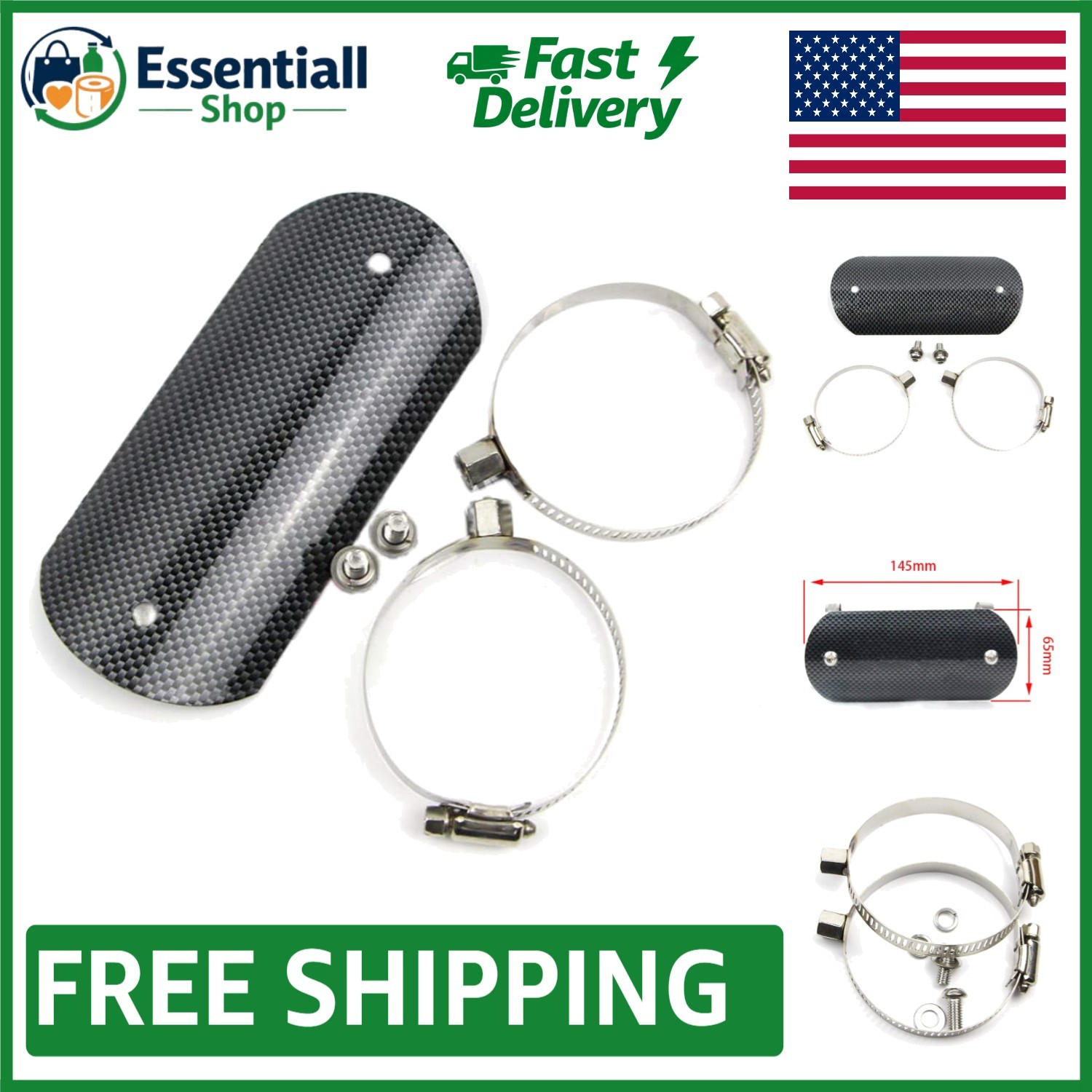 Durable Motorcycle Muffler Protector – Stainless Steel Heat Shield with Clamps