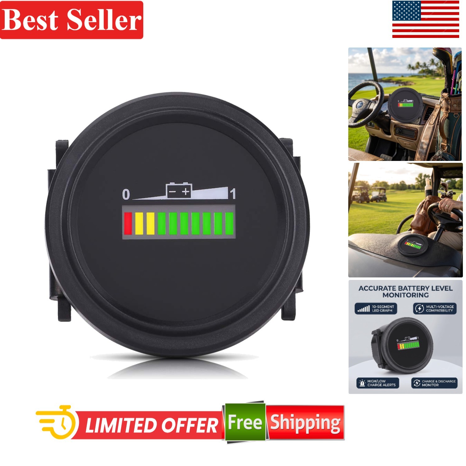 DC Battery Indicator Digital Volt Meter Compatible With 12V 24V 36V 48V 72V B…