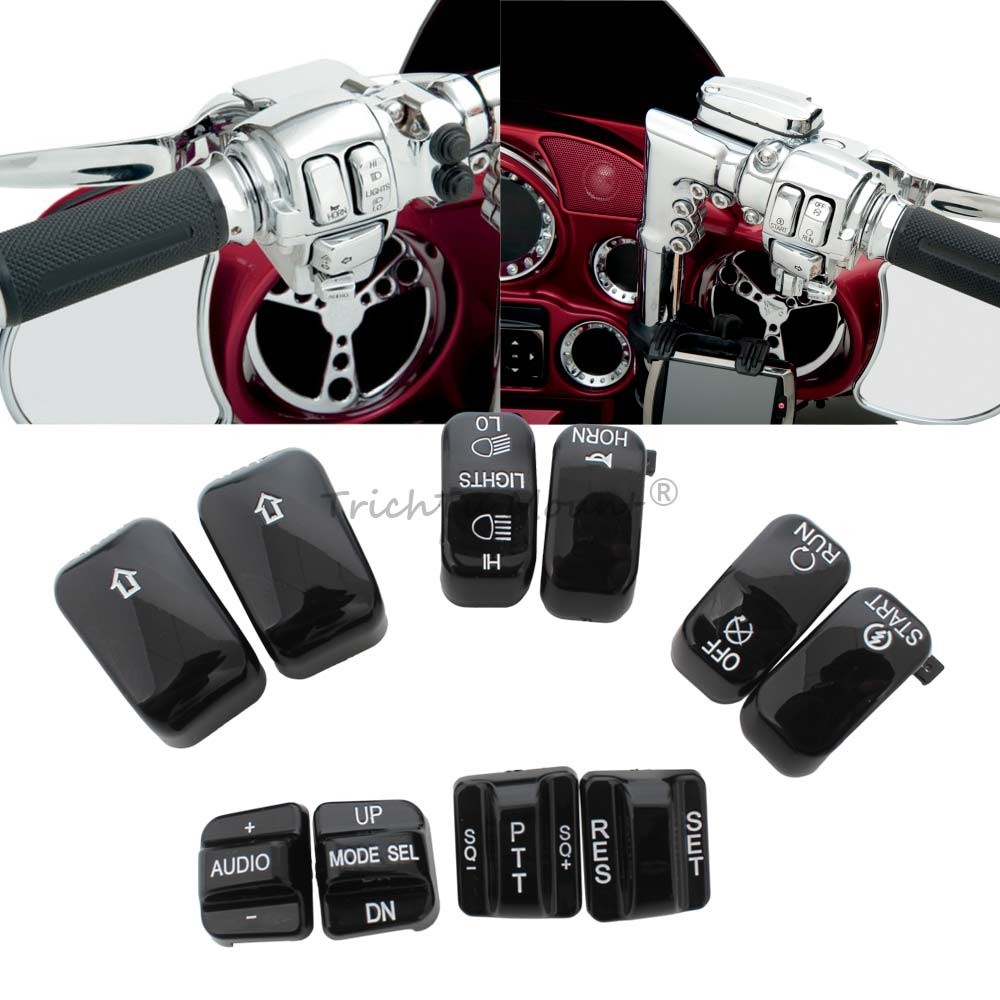 Hand Control Switch Caps Black Fit for Harley XL Dyna Electra Street Glide 96-13