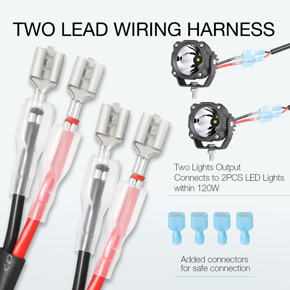 Wiring Harness Kit Motorcycle Handlebar Switch 18AWG 2 Leads 12V For LED Lights