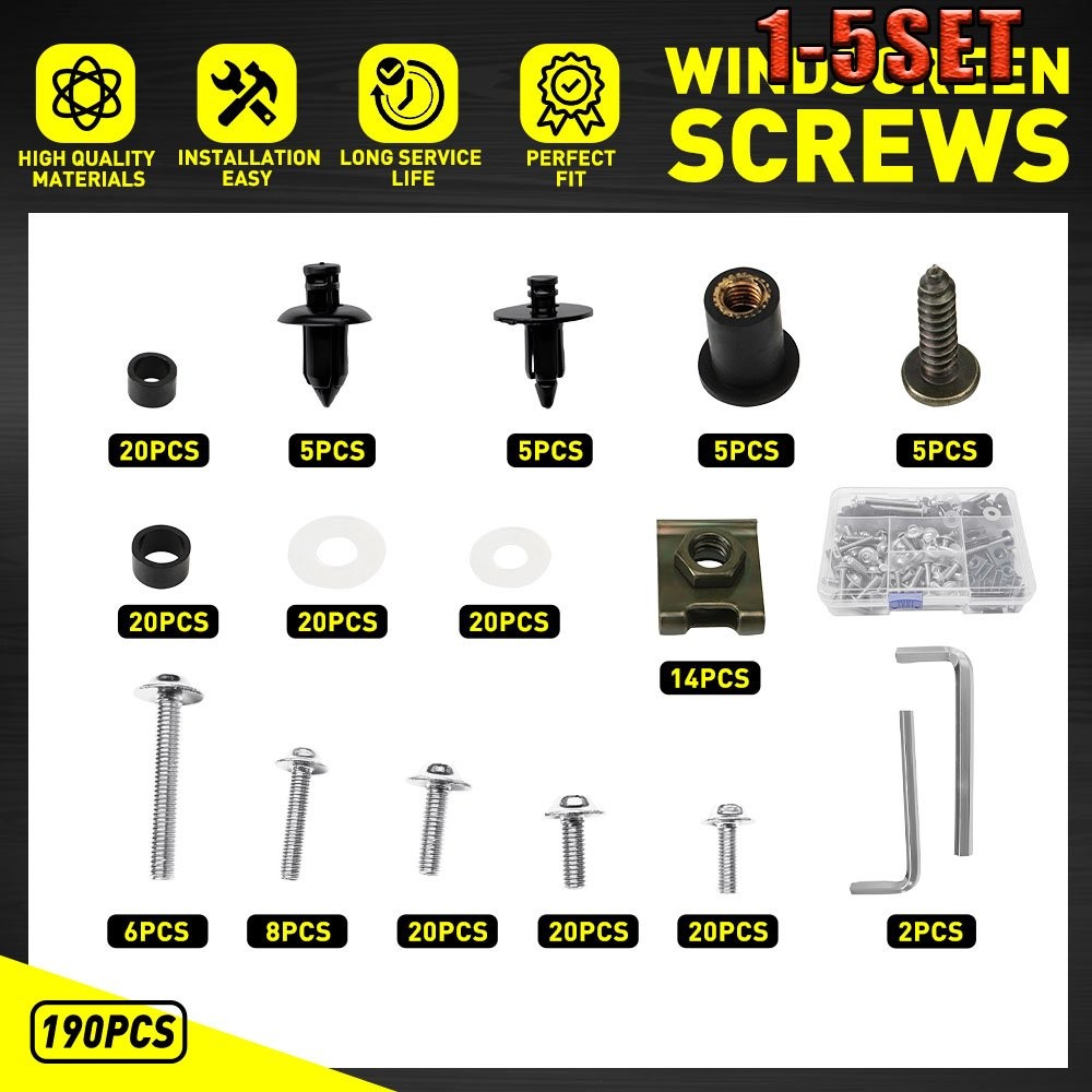 190x Sliver Fairing Bolts & Accessories Panel For Kawasaki Honda Triumph 1-5SET