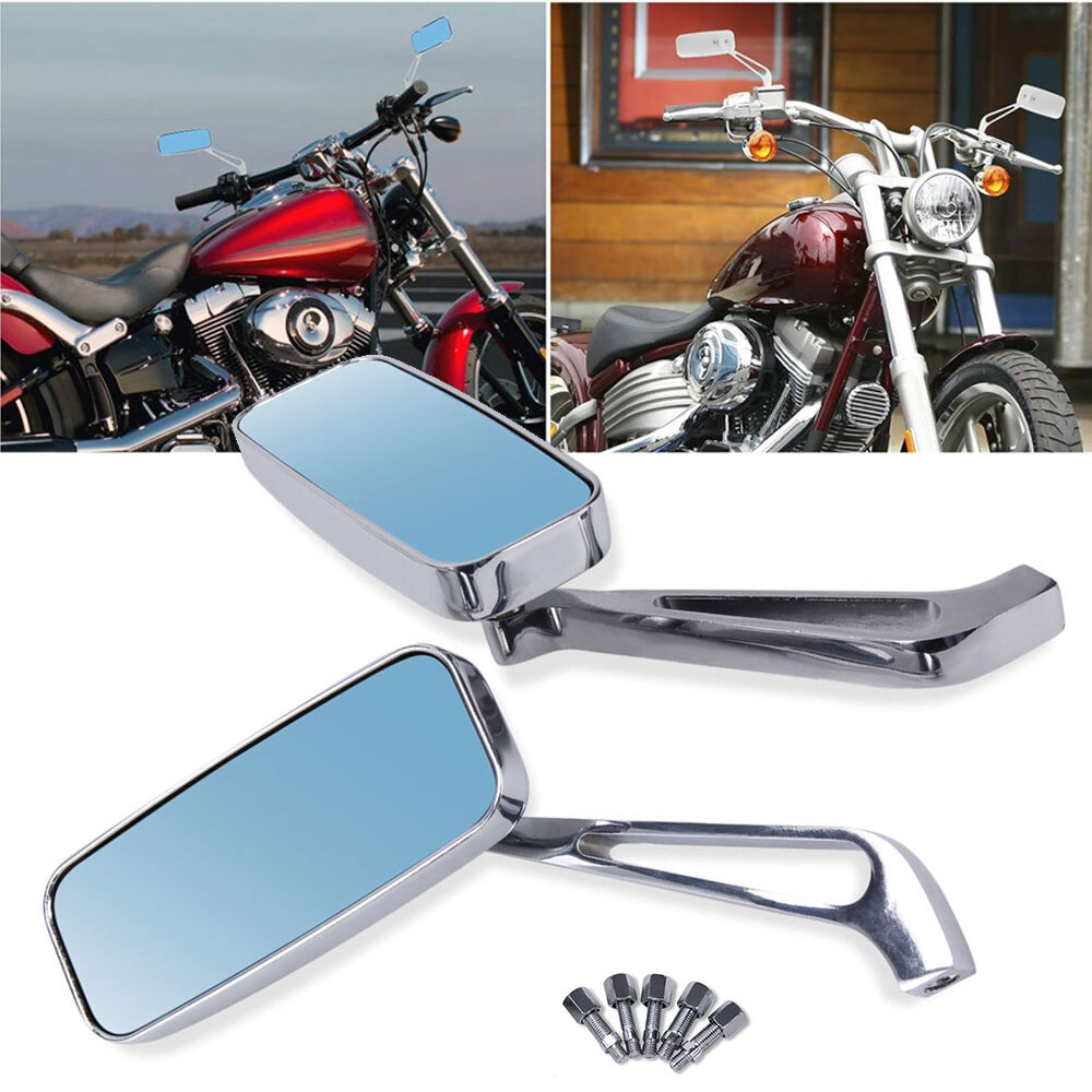 Rectangle Motorcycle Mirrors For Harley Cruiser Bobber Chopper Softail Sportster