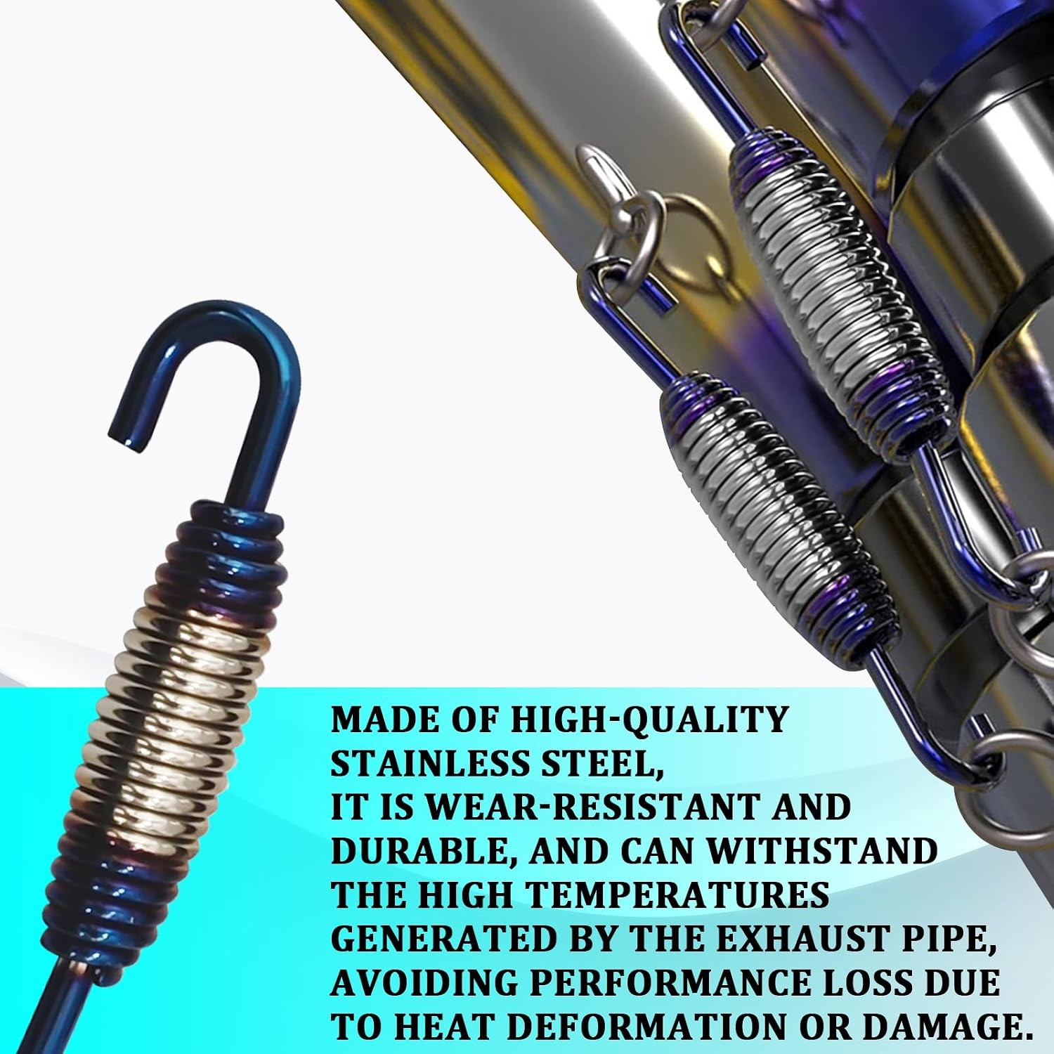 Universal Motorcycle Exhaust Spring Kit, 2 PCS 40 mm-60 mm Stainless Steel Retra