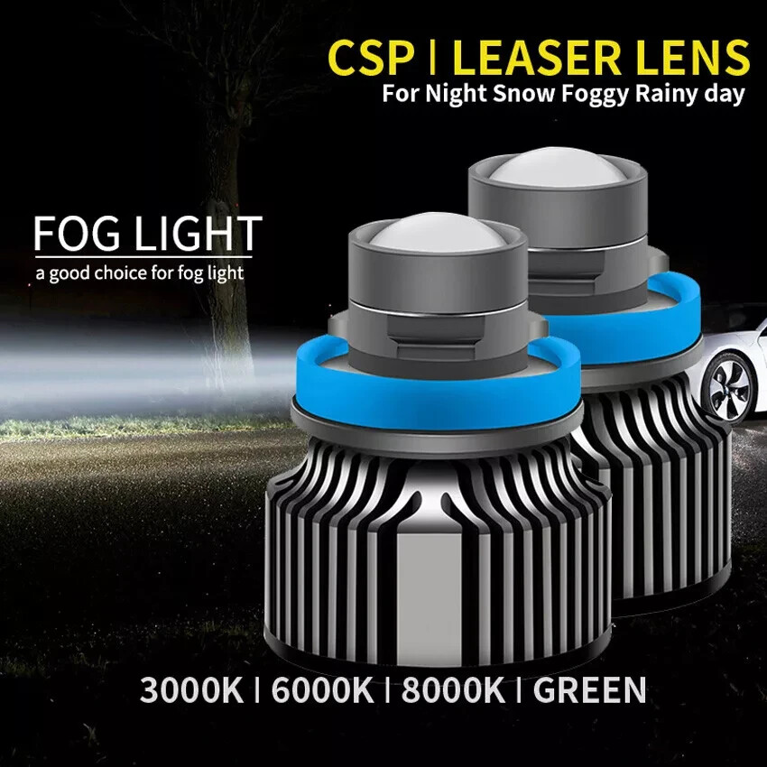 6000K 2X H11 yellow LED Laser Headlight Bulb Projector Lens AUTO Fog Light Lamp