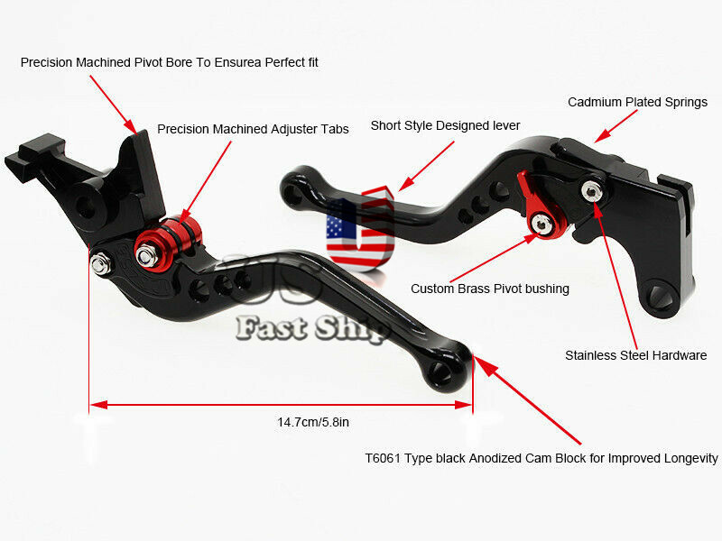 CNC Short Adjustable Brake Clutch Levers For Enfield C5 and B5, 2017 on Euro 4